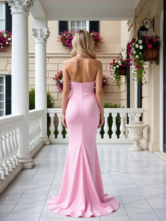 Simple Jersey V-Neck Sleeveless Mermaid Long Prom Party Dress,SWS2622