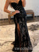 Black V-neck Sleeveless Side Slit Mermaid Long Prom Dress,SWS2433