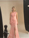 Elegant One Shoulder Side Slit Sheath Long Bridesmaid Dresses, SWE1419