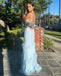 Sexy V-neck Spaghetti Straps Sleeveless Mermaid Floor Length Prom Dress,SWS2323