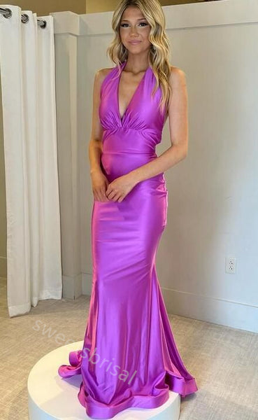 Sexy V-neck Sleeveless Mermaid Floor Length Prom Dress,SWS2183