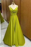 Moss Green Jewel Sleeveless A-line Floor Length Prom Dress,SWS2237