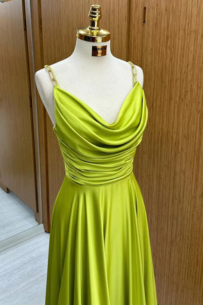 Moss Green Jewel Sleeveless A-line Floor Length Prom Dress,SWS2237