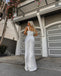 White Square Sleeveless Sheath Floor Length Prom Dress,SWS2247