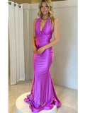 Sexy V-neck Sleeveless Mermaid Floor Length Prom Dress,SWS2183