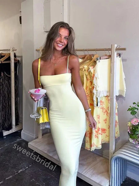 Sexy Spaghetti Straps Sleeveless Mermaid Long Floor Length Prom Dress,SWS2350