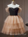 Elegant Off shoulder Sleeveless A-line Short Mini Homecoming Dress, BTW335