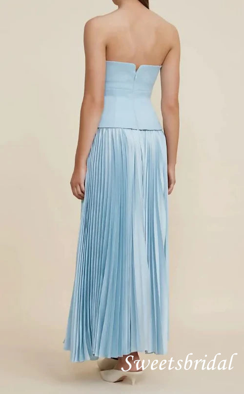 Blue Sweetheart Sweetheart Sleeveless A-line Floor Length Prom Dress,SWS2528