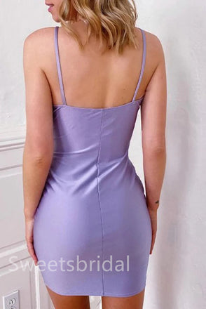 Sexy V-neck Sleeveless Sheath Short Mini Homecoming Dress, BTW402