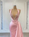 Gummy Pink Halter Sleeveless Mermaid Floor Length Prom Dress,SWS2210