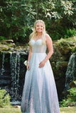 Sparkly Sweetheart Sleeveless A-line Long Floor Length Prom Dress,SWS2346