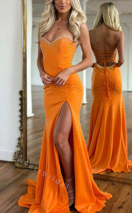 Sexy Sweetheart Side slit Mermaid Long Prom Dress,SWS2050