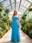 Elegant Halter Ruffles Sleeveless A-Line Floor Length Prom Party Dress,SWS2592