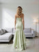 Mint Green Strapless Asymmetric Ruffle Gown Mermaid Long Prom Party Dress,SWS2619