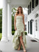 Mint Green Strapless Asymmetric Ruffle Gown Mermaid Long Prom Party Dress,SWS2619