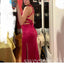 Fuchsia V-neck Sleeveless Mermaid Floor Length Prom Dress,SWS2429