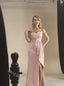 Pink Sweetheart Side Slit Sheath Long Bridesmaid Dresses, SWE1421