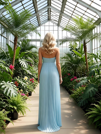 Sexy Blue Sweetheart Pleats Sleeveless Side Slit A-Line Floor Length Prom Party Dress,SWS2594