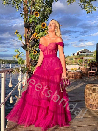 Elegant Off shoulder Sweetheart A-line Long Prom Dress,SW2005