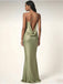 Elegant One Shoulder Sleeveless Satin Mermaid Long Bridesmaid Dresses, SWE1464