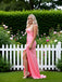 Cute Croal Sweetheart Ruffles Side Slit Mermaid Long Prom Party Dress,SWS2620