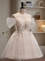 Elegant Off shoulder Sleeveless A-line Short Mini Homecoming Dress, BTW360