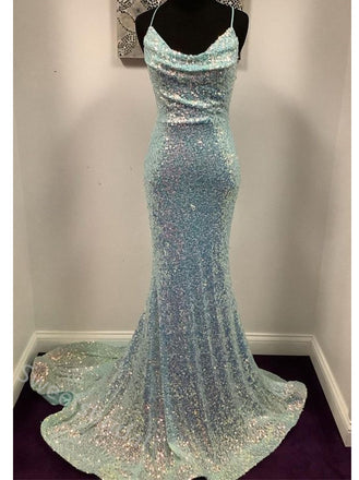 Sparkly Jewel Sleeveless Mermaid Long Floor Length Prom Dress,SWS2349