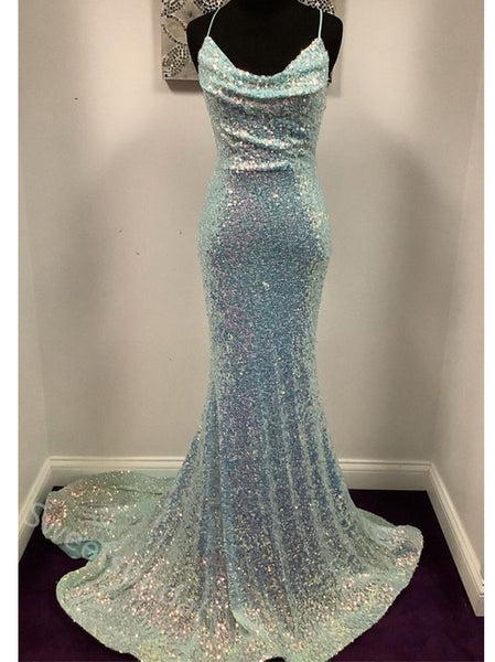 Sparkly Jewel Sleeveless Mermaid Long Floor Length Prom Dress,SWS2349
