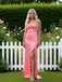 Cute Croal Sweetheart Ruffles Side Slit Mermaid Long Prom Party Dress,SWS2620
