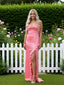Cute Croal Sweetheart Ruffles Side Slit Mermaid Long Prom Party Dress,SWS2620
