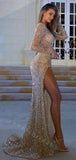 Sexy Long Sleeves Side slit Mermaid Long Prom Dress,SWS2087