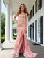 Beautiful Ruffles Side Slit Sleeveless Mermaid Long Prom Party Dress,SWS2624