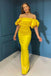 Yellow Off Shoulder Sleeveless Mermaid Floor Length Prom Dress,SWS2207