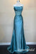 Elegant Spaghetti Straps Sleeveless Side Slit Mermaid Floor Length Prom Dress,SWS2543