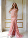 Beautiful Ruffles Side Slit Sleeveless Mermaid Long Prom Party Dress,SWS2624