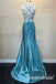 Elegant Spaghetti Straps Sleeveless Side Slit Mermaid Floor Length Prom Dress,SWS2543