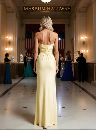 Simple Yellow Sweetheart Mermaid Floor Length Prom Party Dress,SWS2591