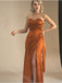 Burnt Orange Sweetheart Side Slit Sheath Long Bridesmaid Dresses, SWE1424