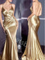 Sexy Spaghetti straps V-neck  Sleeveless Mermaid Long Prom Dress,SW1999