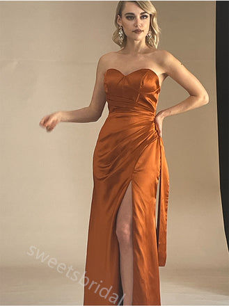 Sexy Sweetheart Sleeveless Side Slit Mermaid Floor Length Prom Dress,SWS2423