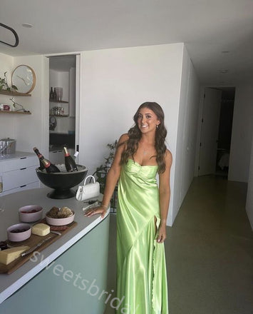 Sexy Sweetheart Sleeveless Mermaid Side Slit Floor Length Prom Dress,SWS2410