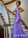 Purple V-neck Sleeveless Side Slit Mermaid Floor Length Prom Dress,SWS2544