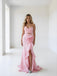 Cute Pink Strapless Ruffle Side Slit Sleeveless Mermaid Floor Length Prom Party Dress,SWS2587