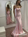 Cute Pink Scoop V-neck Sleeveless Mermaid Floor Length Prom Dress,SWS2545