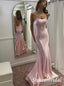 Cute Pink Scoop V-neck Sleeveless Mermaid Floor Length Prom Dress,SWS2545