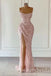 Sparkly Scoop Sleeveless Side Slit Mermaid Long Prom Dress,SWS2450