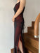 Black And Red V-neck Sleeveless Side Slit Mermaid Floor length Prom Dress,SWS2167