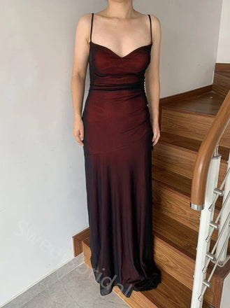 Black And Red V-neck Sleeveless Side Slit Mermaid Floor length Prom Dress,SWS2167