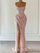 Sparkly Scoop Sleeveless Side Slit Mermaid Long Prom Dress,SWS2450