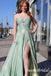 Sparkly Sweetheart Sleeveless Side Slit A-line Floor Length Prom Dress,SWS2547